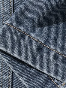 Livesso Washed Denim Shirt, Collared Short Sleeve Cropped Denim Top, Street Style Plus Size Women Spring/Summer - Medium Wash - View 3