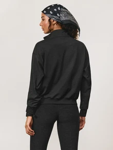 GLOWMODE FeatherFit™-CloudBlend Great Escape Half-Zip Sweatshirt With Front Slip Pocket & Rib Trim Outdoor Hiking Camping Active Wear - Black - View 3