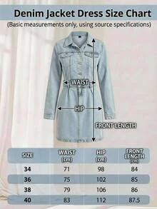 EURMUSE Casual Front Button Waist Cinched Denim Dress - Baby Blue - View 5