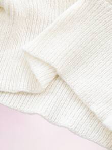 SHEIN ICON Robe tricotée Y2K décontractée pour femmes, coupe slim sexy, cintrée à la taille, col drapé croisé large, manches lanternes, moulante côtelée - Nude - Voir 12