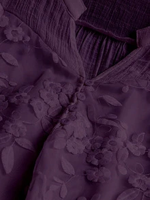 SHEIN LUNE Plus Size Women's Embroidered Notch V-Neck Rolled Sleeve Casual Shirt Fall - Purple - View 4