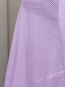Slaydiva Loose Fit Solid Color V-Neck Drop Shoulder Hollow Out Knit Casual Blouse For Plus Size Women, Spring/Summer - Mauve Purple - View 9