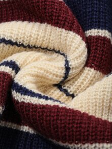Dazy Plus Plus Size Women's Plus Size Striped Long Sleeve Loose Knitted Pullover Sweater, For Fall/Winter - Multicolor - View 9