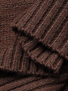 Dazy Plus Plus Size Women V-Neck Loose Thick Pullover Sweater, Casual For Autumn/Winter - Brown - View 9