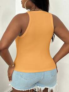 Slaydiva Camiseta de tirantes básica blanca de cuello redondo y hombros descubiertos para tallas grandes - Amarillo - Ver 2