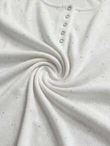 Slaydiva Plus Size Women's Rhinestone Design Square Neck Casual Sexy 70's Versatile Tank Top Night Club Party White Summer - White - View 7