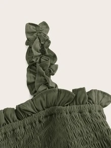 BELROSIE Solid Frill Trim Ruffle Hem Dress Holiday Party Vacation Vacation Picnic Vacation Vacation Dress  Army Green Summer Cottagecore Cottage Core Boho - Olive Green - View 6