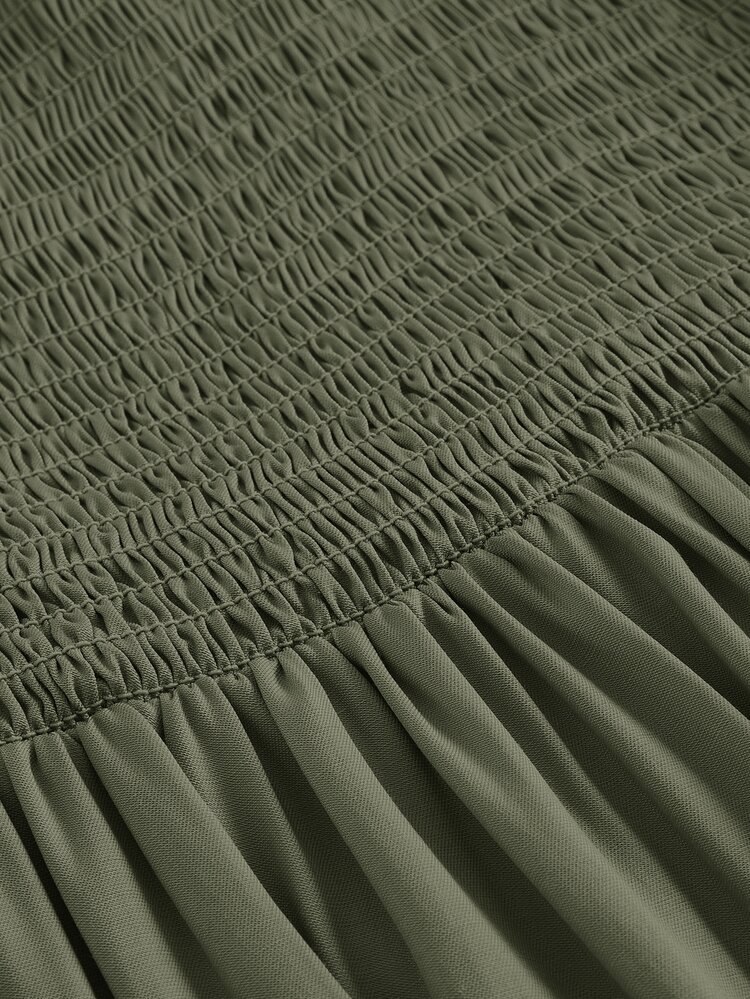 BELROSIE Solid Frill Trim Ruffle Hem Dress Holiday Party Vacation Vacation Picnic Vacation Vacation Dress  Army Green Summer Cottagecore Cottage Core Boho - Olive Green - View 3