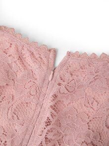 Amorya Women's Elegant Dusty Pink Lace Square Collar Ruffle Sleeve Mid-Length Dress,Summer Wedding Ninang Guest Bridal Party Graduation Ceremony Outfits - Dusty Pink - View 9