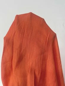 SHEIN LUNE Kemeja Kasual Wanita Ukuran Besar dengan Bordir, Kerah V Berlekuk, dan Lengan Digulung - Jeruk - View 6