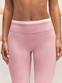 GLOWMODE 31" FeatherFit™-CloudBlend Flare It Out Peakbum Invisible Butt Lifting Mid-Rise Waist Mock 2-Piece Flare Leggings Low Impact Barre Daily Casual - Pink - View 4