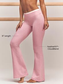 GLOWMODE 31" FeatherFit™-CloudBlend Flare It Out Peakbum Invisible Butt Lifting Mid-Rise Waist Mock 2-Piece Flare Leggings Low Impact Barre Daily Casual - Pink - View 3