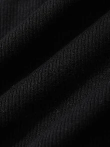 Dazy Plus Solid Color Elastic Fitted Casual Blogger Style Mock Neck 5-Sleeve Plus Size Women's Spring Summer Autumn Pullover Black T-Shirt - Black - View 3
