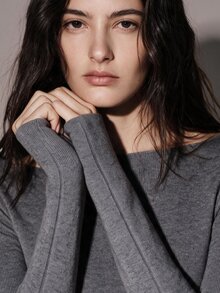 Anewsta Essential Women's Tencel Wool Seamless Knit Top, Slim Fit Basic Sweater, Minimalist Layering Base Layer, Autumn Everyday Home Grey - Grey - View 8