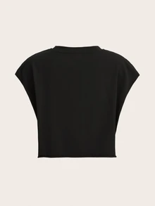 Slaydiva Plus Size Casual Simple LA Hand Gesture & Rock Music Graphic T-Shirt, Suitable For Summer Suitable For Going Out - Black - View 3