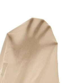 Slaydiva 2025 New Plus Size Women Casual Basic V-Neck Ribbed Khaki T-Shirt Women's Top Workout Club Formal Work - Apricot - View 6
