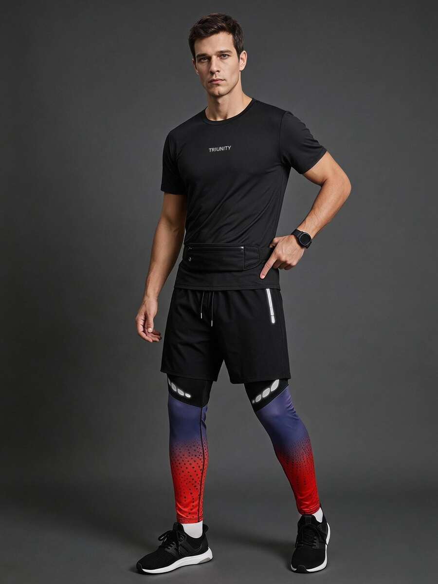 Voltform Men's Front Tie-Up Pocket Casual Sports Pants, For Daily Wear - Black - View 1
