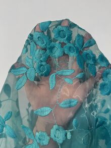 SHEIN LUNE 大尺碼女款時尚休閒捲袖鎖骨領襯衫 秋季 - 水鴨藍 - 查看 6