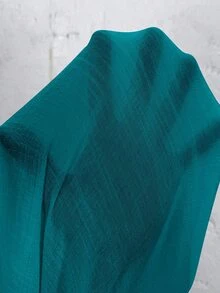 SHEIN LUNE 大尺碼女款時尚休閒捲袖鎖骨領襯衫 秋季 - 水鴨藍 - 查看 7