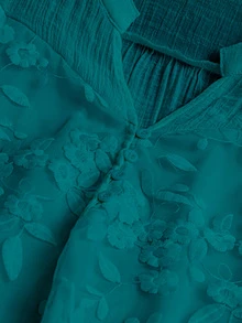 SHEIN LUNE 大尺碼女款時尚休閒捲袖鎖骨領襯衫 秋季 - 水鴨藍 - 查看 4