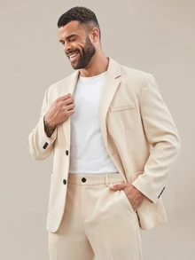 EASEVO Men's Plus Size Loose Woven Long Sleeve Suit Jacket And Pants Set Halloween Winter Party Autumn  - Apricot - View 1