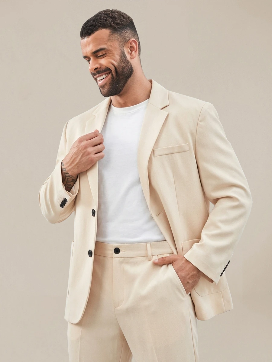 EASEVO Men's Plus Size Loose Woven Long Sleeve Suit Jacket And Pants Set Halloween Winter Party Autumn - Apricot - View 1