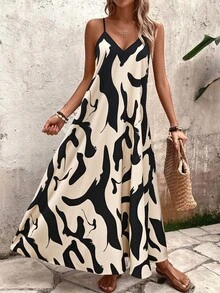 EMERY ROSE Women's Floral Print A-Line Loose Vacation & Casual Maxi Camisole Dress - Multicolor - View 9