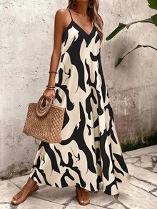 EMERY ROSE Women's Floral Print A-Line Loose Vacation & Casual Maxi Camisole Dress - Multicolor - View 6