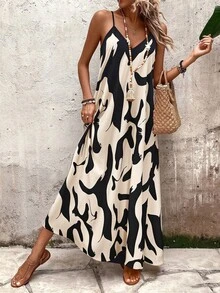 EMERY ROSE Women's Floral Print A-Line Loose Vacation & Casual Maxi Camisole Dress - Multicolor - View 5
