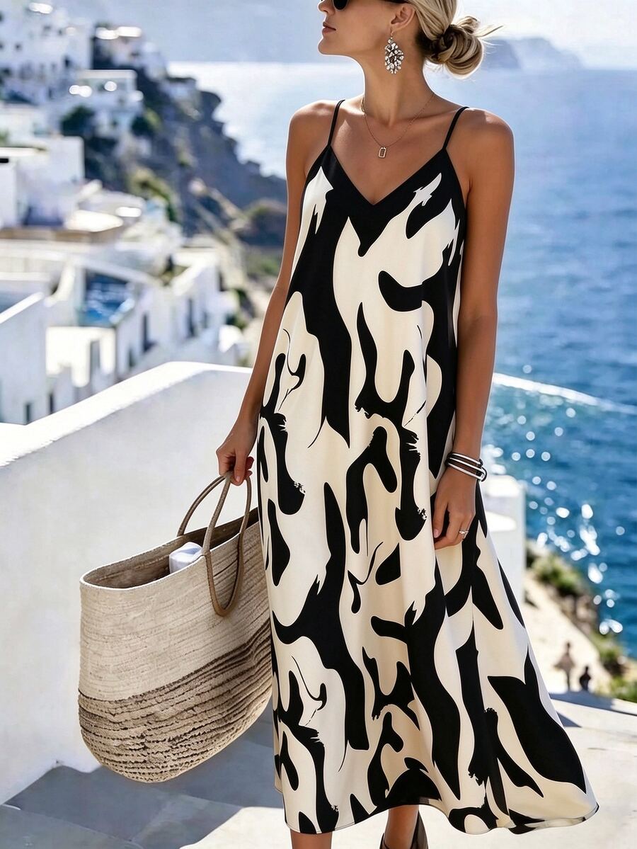 EMERY ROSE Women's Floral Print A-Line Loose Vacation & Casual Maxi Camisole Dress - Multicolor - View 1