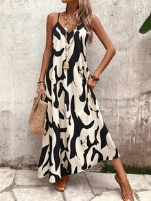 EMERY ROSE Women's Floral Print A-Line Loose Vacation & Casual Maxi Camisole Dress - Multicolor - View 4