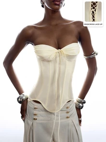 LYSMO Women's Solid Color Casual Elegant Sexy Versatile Daily Wear Tube Top Night Cream White Summer - Apricot - View 11