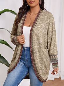 Lounesse Plus Size Women's Bohemian Print Pattern Lightweight Jacket, Suitable For Outings, Streetwear, Office Commute, Home Wear Fall - Multicolor - View 5