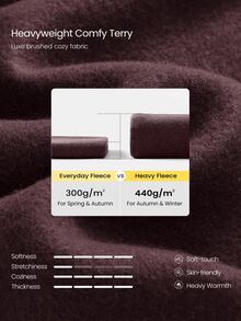 GLOWMODE Heavyweight Fleece Fall State Oversized Hoodie With Back Graphic & Front Pocket Daily Casual Fall Winter Outdoor Wear - Chocolate Brown - View 3