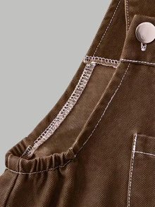 SHEIN Celana Panjang Denim Kasual Musim Panas Gaya Baru Lucu dan Ceria dengan Motif Kupu-kupu Cetak Digital dan Kancing Logam, Suspender, Cocok untuk Anak Perempuan Remaja. Cocok untuk Musim Kembali ke Sekolah, Musim Panas, Manis, Ceria, Elegan, untuk Aktivitas Sehari-hari, Pergi ke Sekolah, Pesta, dan Foto. - Coklat - View 7