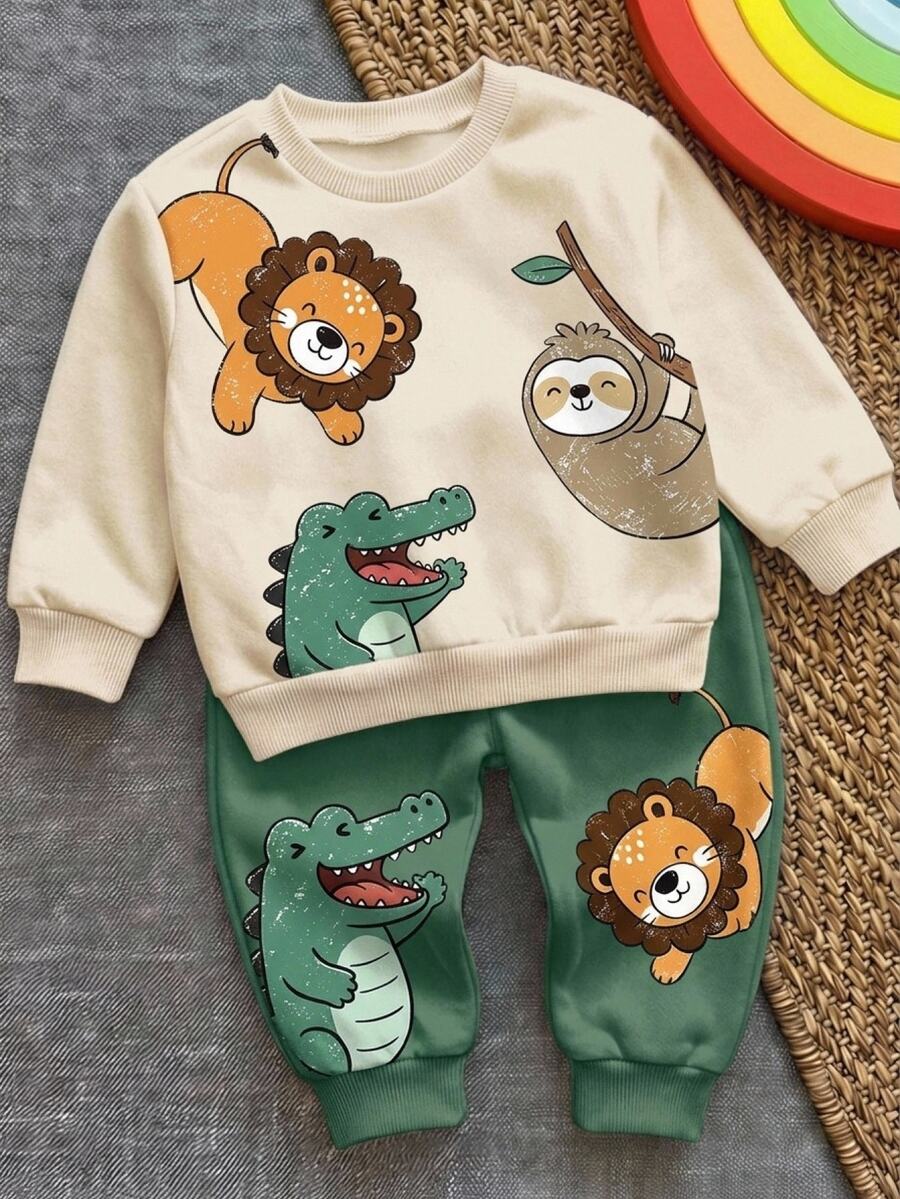 Kids Infant Round Neck Casual Comfortable Autumn Winter Outfit - White - View 1