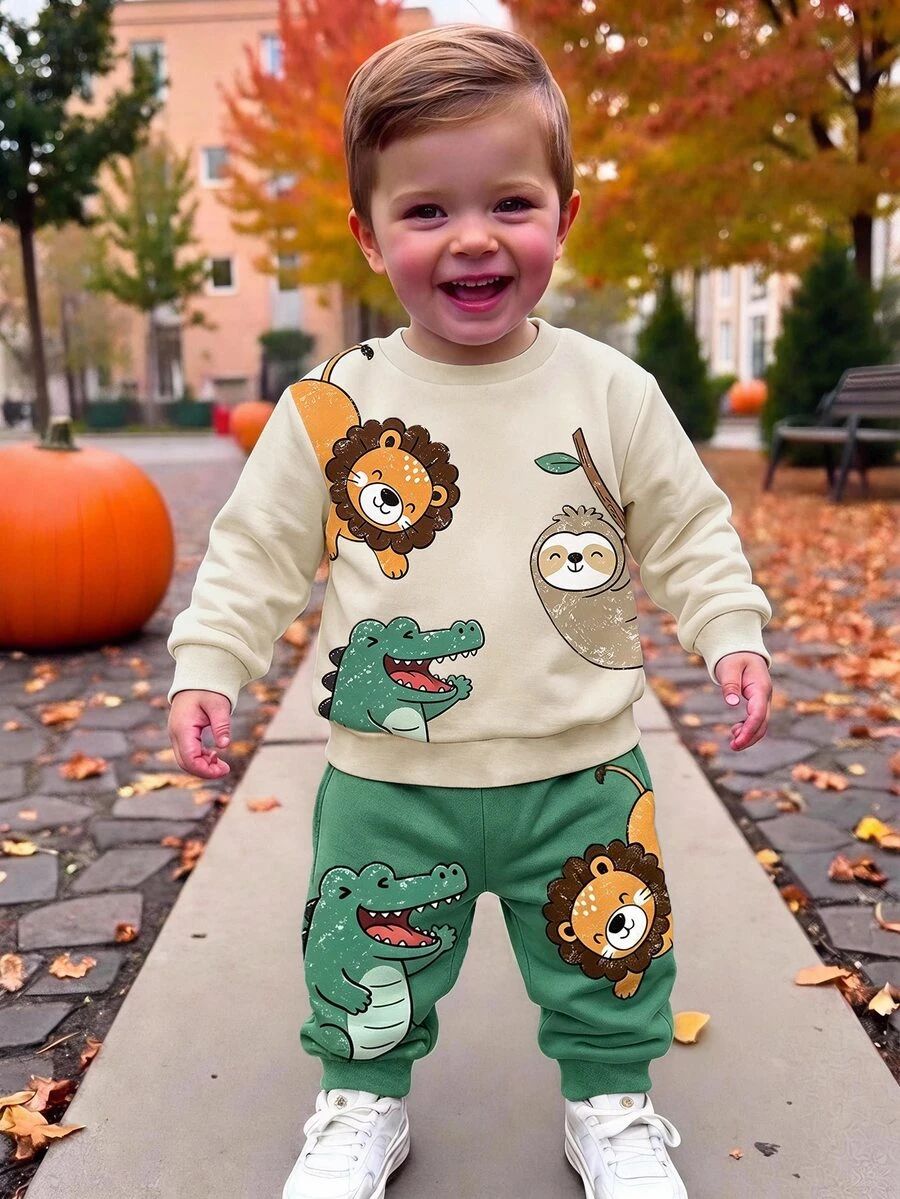 Kids Infant Round Neck Casual Comfortable Autumn Winter Outfit - White - View 1