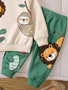 Kids Infant Round Neck Casual Comfortable Autumn Winter Outfit - White - View 5