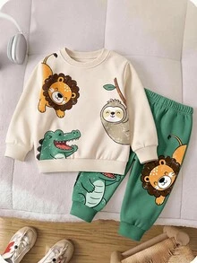 Kids Infant Round Neck Casual Comfortable Autumn Winter Outfit - White - View 4