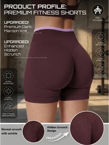 Solea Cove Women's Letter Print High Waist Casual Athletic Low Waist Fitness Sports Shorts Pilates Gym Dark Red Summer - Multicolor - View 8
