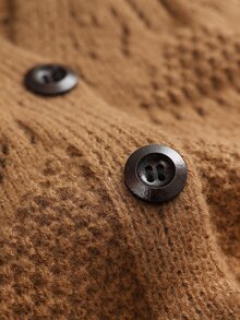 Penseblé Women's Casual Solid Color Double Pocket Single-Breasted Knitted Vest, Autumn - Khaki - View 6