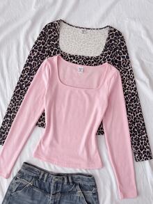 SHEIN 2PCS Teen Girls T-Shirts - Multicolor - View 1