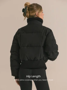 GLOWMODE Soft Matte Chase The Glow Water Repellent Relaxed Fit Bomber Jacket With Knit Collar, Ribbed Cuffs & Metallic Zipper Daily Casual Fall Winter Wear - Black - View 3