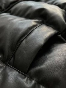 SHEIN معطف مبطن بسحاب بلون موحد أسود للخروج اليومي والنادي، ملابس شارع شتوية كاجوال - الأسود - مشاهدة 7