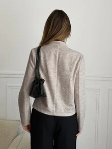 Siren Gaze Elegant Double-Breasted Napoleon Jacket With Gold Military Buttons For Stylish Office Casual Wear,Napoleon/Military Jacket, Fall/Winter Gothic Style - Apricot - View 3