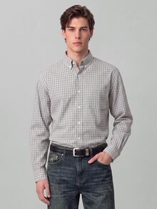 Colvenic Men's Plaid Casual Versatile Daily Wear Shirt, Formal - Black - View 4