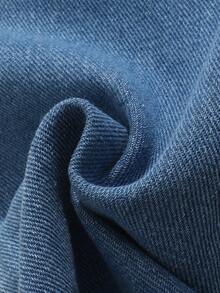 Baby Girl Overlap Waist Slant Pocket Wide Leg Jeans Autumn Winter - Medium Wash - View 7