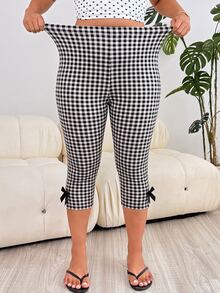 GalTyme Plus Size Women's Gym Capri Leggings, Spring Summer - Black and White - View 4