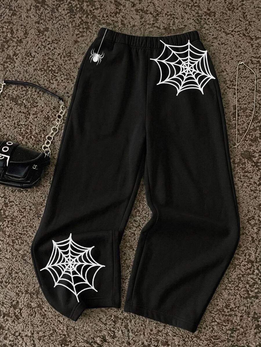 Attitoon Women's Spider Web Pattern Casual Daily Wear Sweatpants - Multicolor - View 1