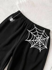 Attitoon Women's Spider Web Pattern Casual Daily Wear Sweatpants - Multicolor - View 4